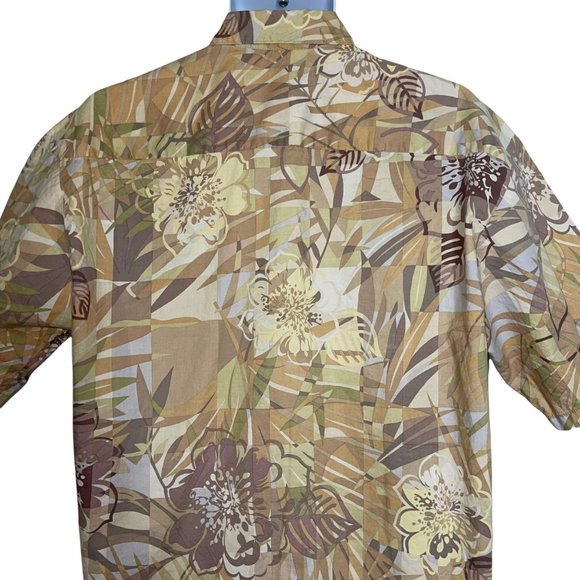 Tori Richard Tan Floral Hawaiian Button Front Made in the USA Shirt Men's L - Picture 7 of 10